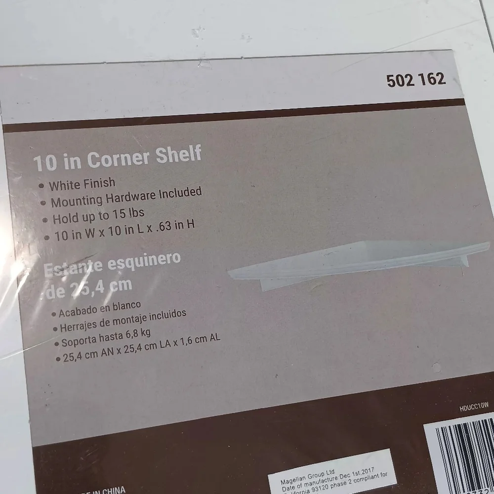 White NEW 10 In. Corner Shelf